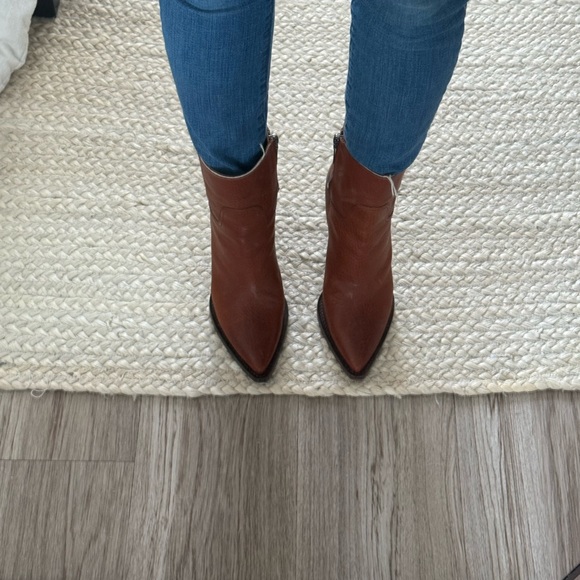 Saint Laurent Theo Raw-edge Ankle Boots in Brown Calfskin Leather - Picture 8 of 13